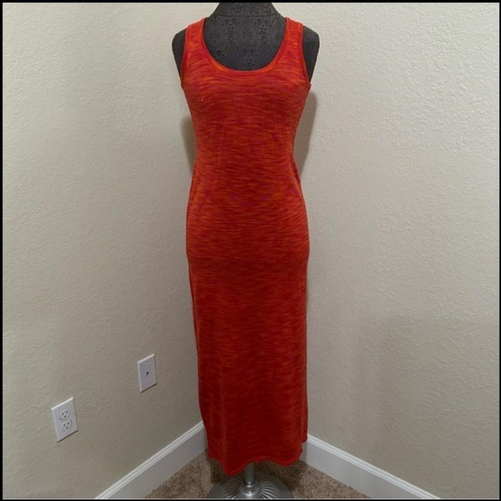 LOFT Vibrant Orange and Red Tank Dress